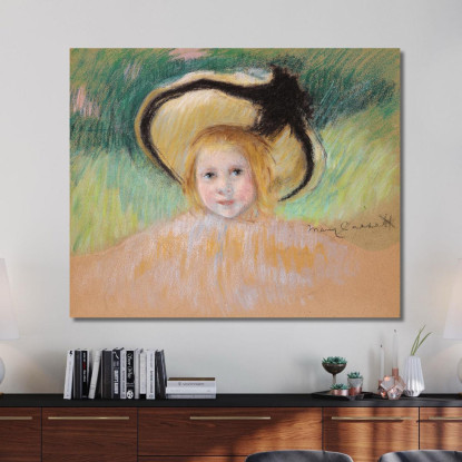 Ragazza Con Un Cappello Con Un Nastro Nero Mary Cassatt mcs20 quadro stampato su tela