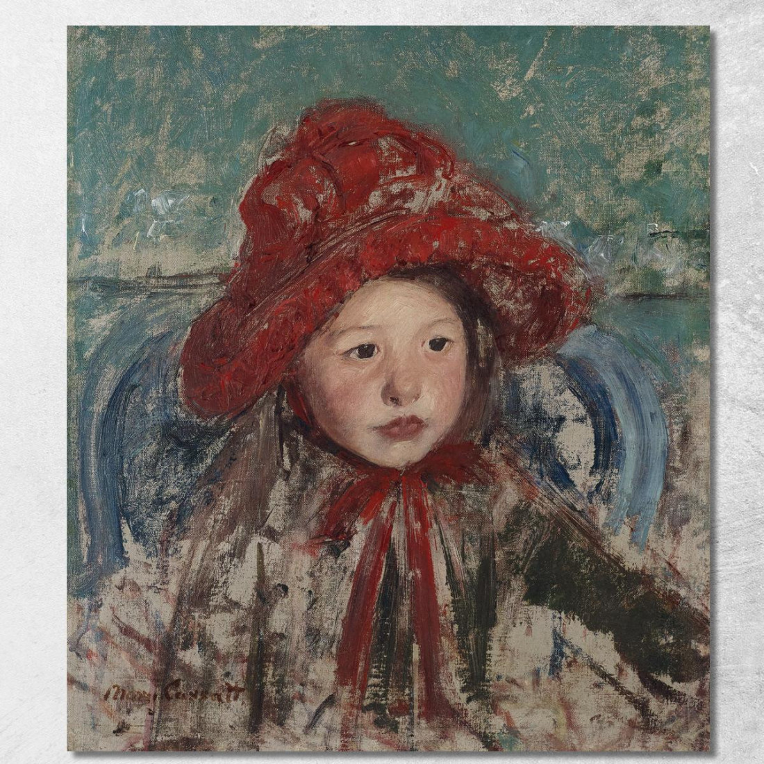 Bambina Con Un Grande Cappello Rosso Mary Cassatt mcs28 quadro stampato su tela Bambina Con Un Grande Cappello Rosso Mary Cassatt mcs28 quadro stampato su tela