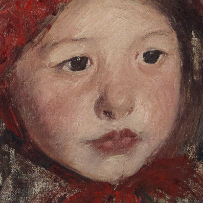 Bambina Con Un Grande Cappello Rosso Mary Cassatt mcs28 quadro stampato su tela