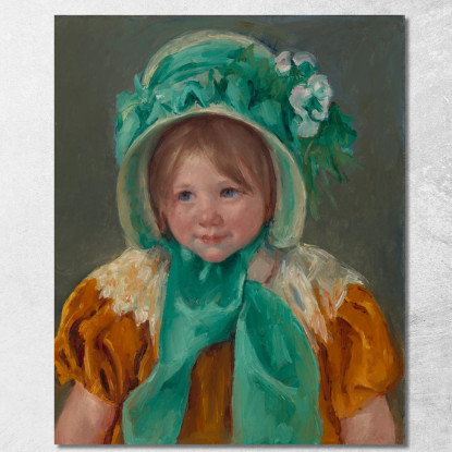 Sara Con Un Berretto Verde Mary Cassatt mcs43 quadro stampato su tela