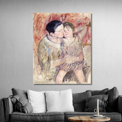 Donna E Bambino Mary Cassatt mcs60 quadro stampato su tela