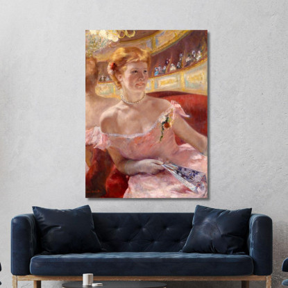 Donna Con Collana Di Perle In Un Loggione Mary Cassatt mcs64 quadro stampato su tela