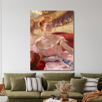 Donna Con Collana Di Perle In Un Loggione Mary Cassatt mcs64 quadro stampato su tela