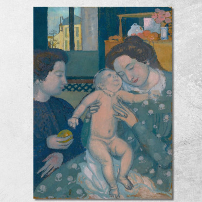 Maternità Nuda Del Bambino Alla Mela Maurice Denis mdn18 quadro stampato su tela