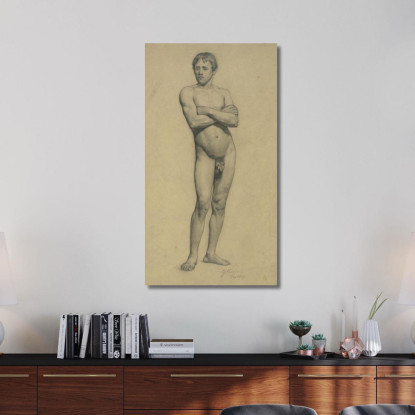 Nudo Maschile Da Accademia Con Le Braccia Incrociate Gustav Klimt kg112 quadro stampato su tela