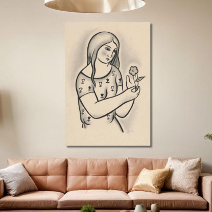Ragazza Con Un Fiore Mikuláš Galanda mgl36 quadro stampato su tela