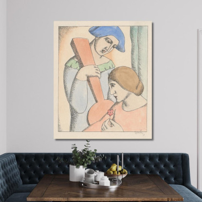 Gli Amanti Arlecchino E Colombina Mikuláš Galanda mgl60 quadro stampato su tela