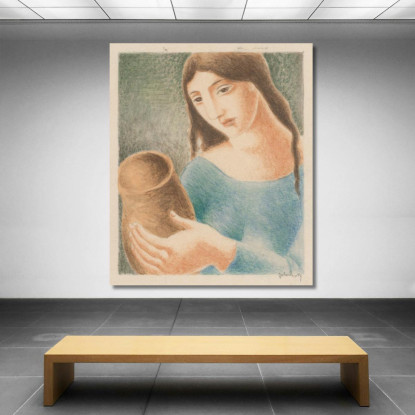 Donna Con Un Vaso 2 Mikuláš Galanda mgl140 quadro stampato su tela