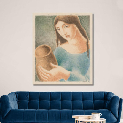 Donna Con Un Vaso 2 Mikuláš Galanda mgl140 quadro stampato su tela