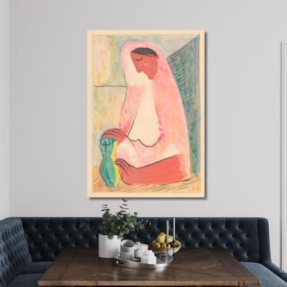 Donna Con Un Vaso Mikuláš Galanda mgl141 quadro stampato su tela