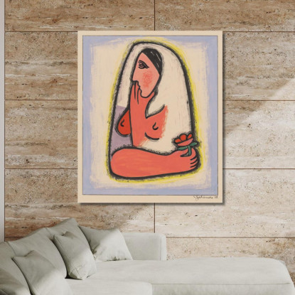 Donna Con Fiore Mikuláš Galanda mgl143 quadro stampato su tela