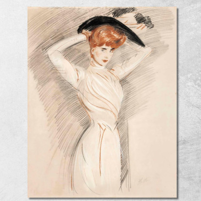 Una Signora Elegante Che Indossa Un Cappello Paul César Helleu pch3 quadro stampato su tela