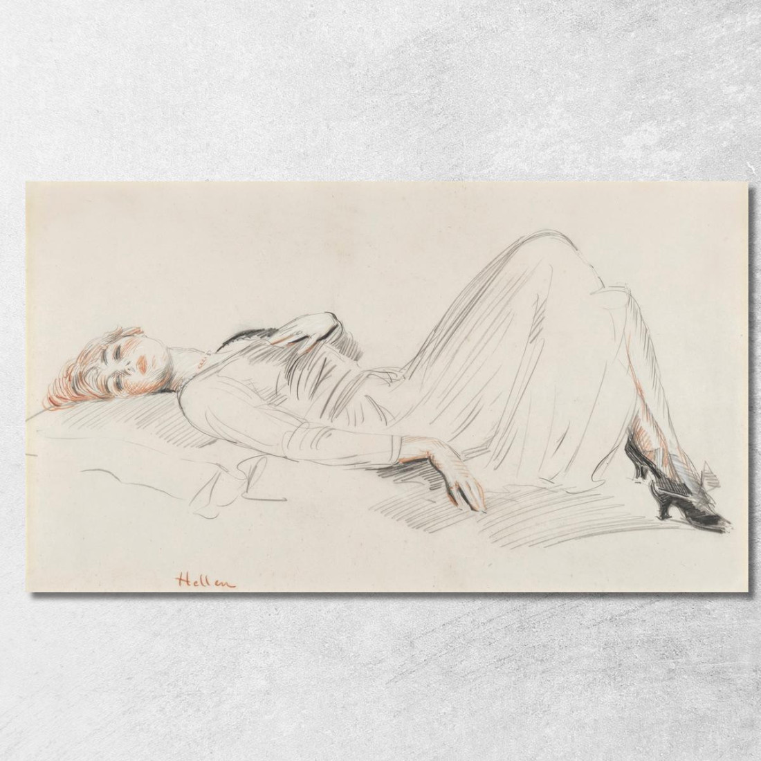 Giovane Donna Sdraiata Paul César Helleu pch12 quadro stampato su tela