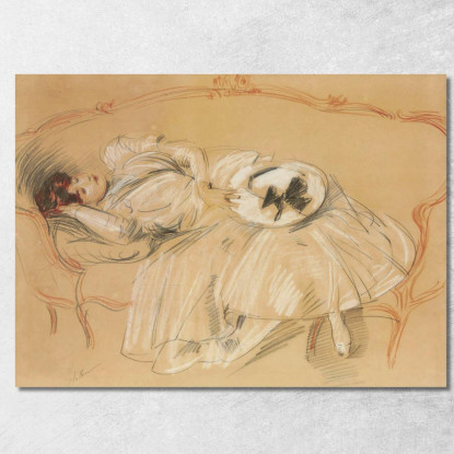 Giovane Donna Sul Divano Paul César Helleu pch13 quadro stampato su tela