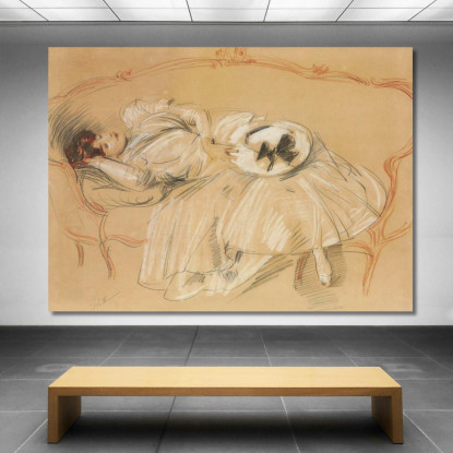 Giovane Donna Sul Divano Paul César Helleu pch13 quadro stampato su tela