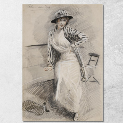 Madame Paris Seduta Su Una Panchina Paul César Helleu pch25 quadro stampato su tela