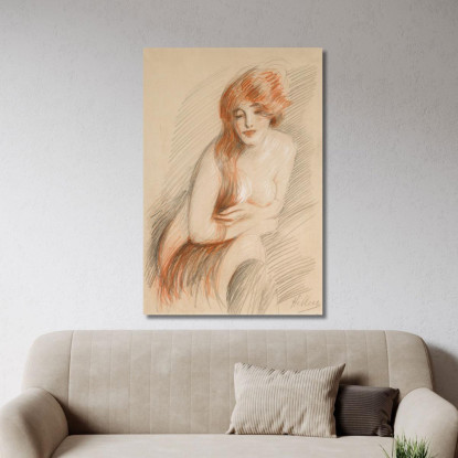 Femmina Nuda Con Capelli Lunghi Paul César Helleu pch28 quadro stampato su tela