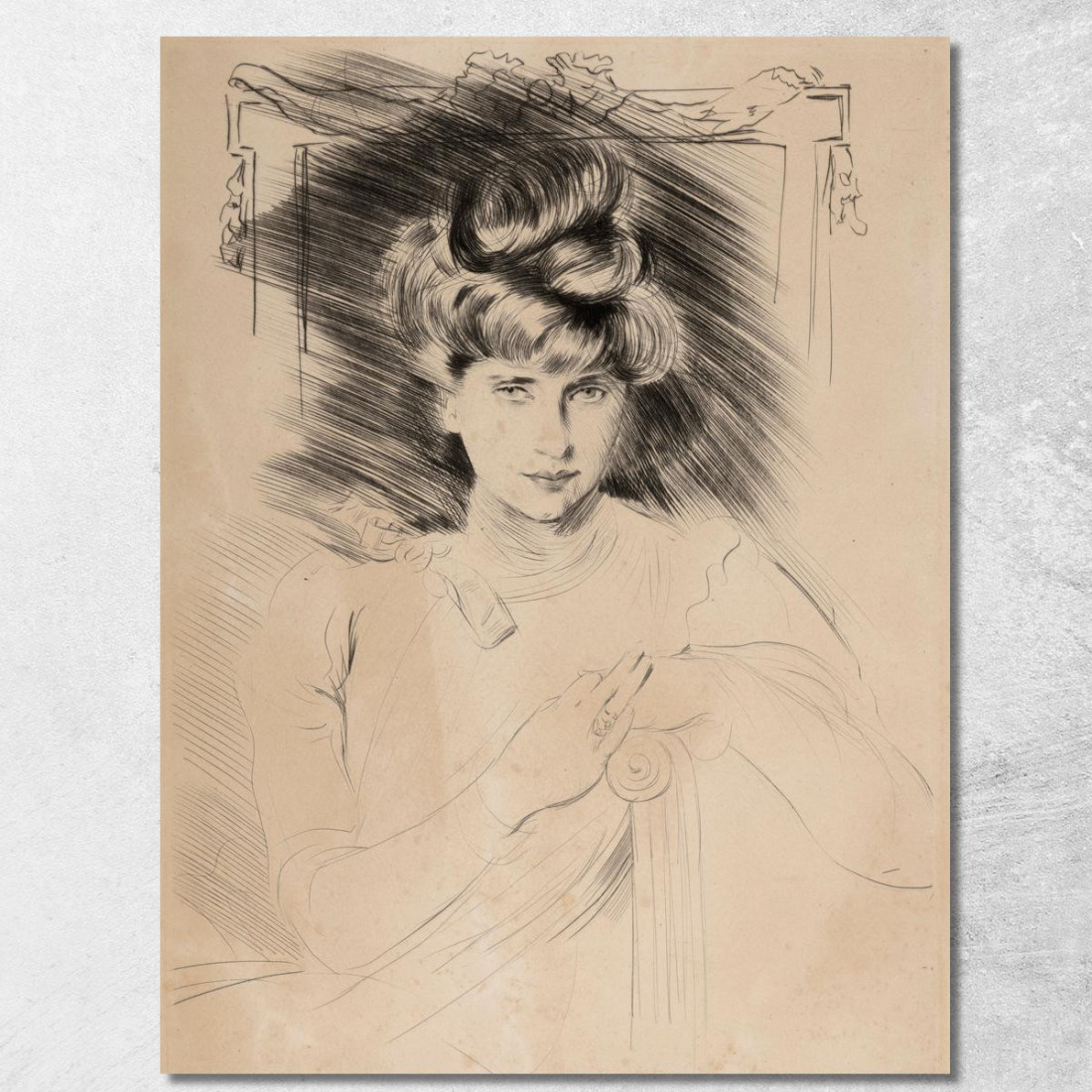 Ritratto Di Donna Seduta Davanti Paul César Helleu pch31 quadro stampato su tela Ritratto Di Donna Seduta Davanti Paul César Helleu pch31 quadro stampato su tela