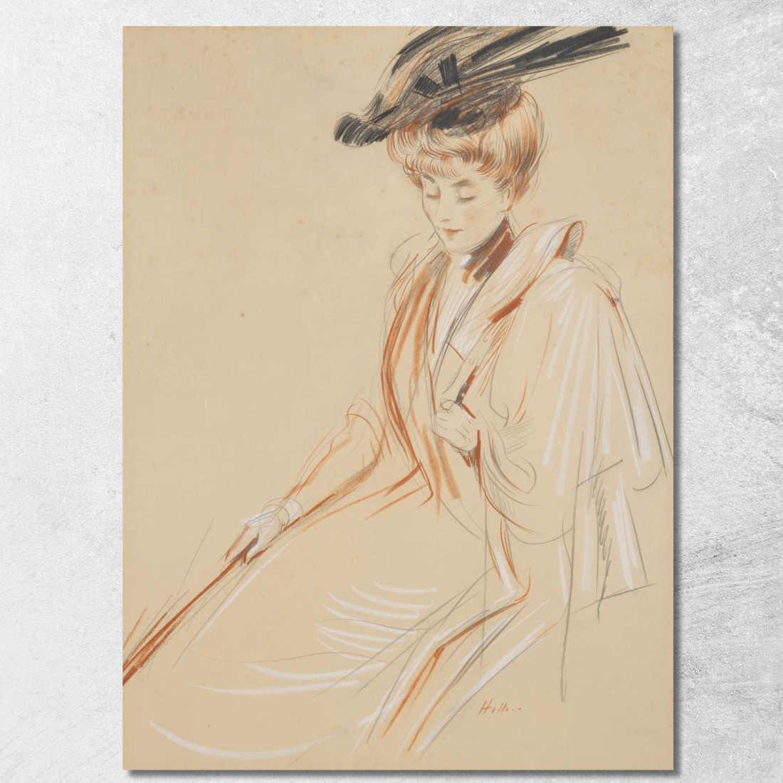 Ritratto Di Donna Con Cappello Piumato 2 Paul César Helleu pch33 quadro stampato su tela