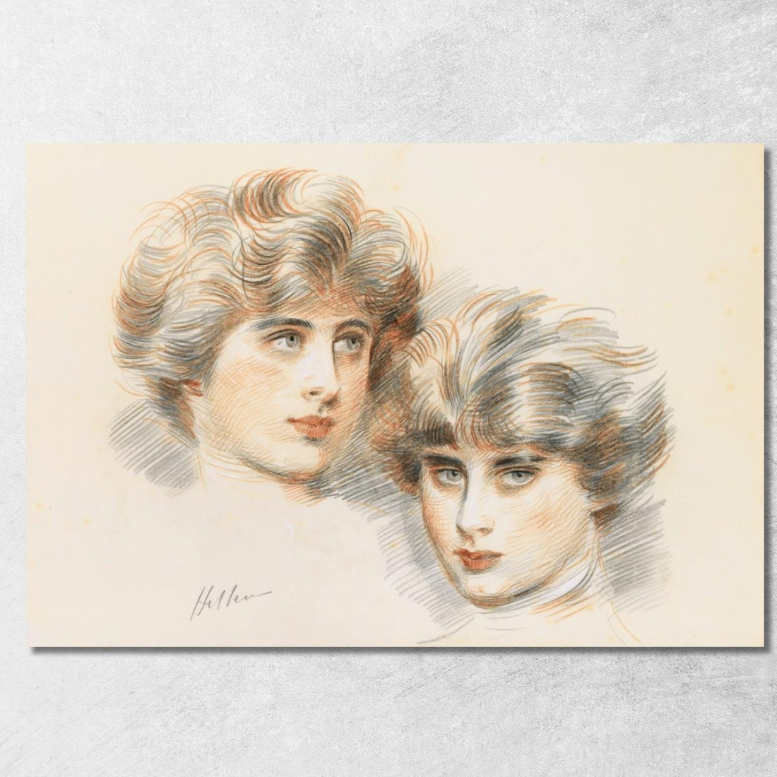 Studi Per Il Viso Di Ellen Paul César Helleu pch55 quadro stampato su tela Studi Per Il Viso Di Ellen Paul César Helleu pch55 quadro stampato su tela