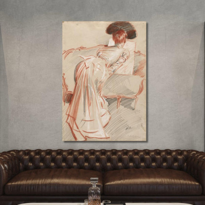 Donna Forse La Signora Alice Hellu Che Guarda Un Disegno Paul César Helleu pch57 quadro stampato su tela