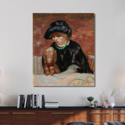 La Donna Con Il Bassetto O Ritratto Di Marthe Bonnard Con Il Bassetto Pierre Bonnard pbn21 quadro stampato su tela