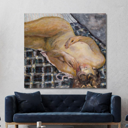 Nudo Sdraiato Su Un Plaid Bianco E Blu Pierre Bonnard pbn63 quadro stampato su tela