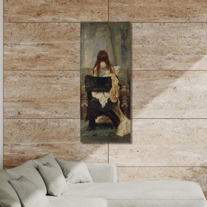 Signora Alla Spinetta Hans Makart hmk29 quadro stampato su tela