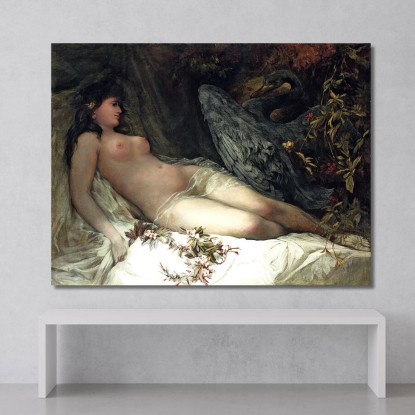 Leda E Il Cigno Hans Makart hmk30 quadro stampato su tela
