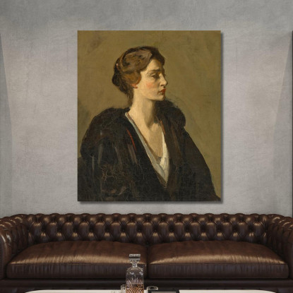 Una Signora In Nero Lady Gwendeline Spencer-Churchill Sir John Lavery sjl2 quadro stampato su tela