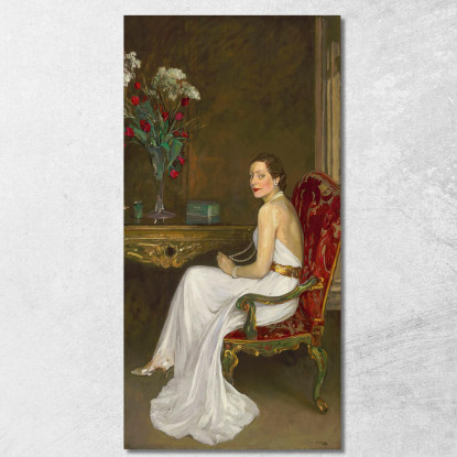 La Signora In Bianco Viscontessa Wimborne Sir John Lavery sjl52 quadro stampato su tela