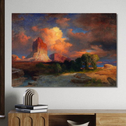 Tramonto Nuvola Green River Wyoming Thomas Moran tmr55 quadro stampato su tela