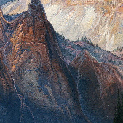 Cascate Della Torre E Montagna Di Zolfo Yellowstone Thomas Moran tmr78 quadro stampato su tela