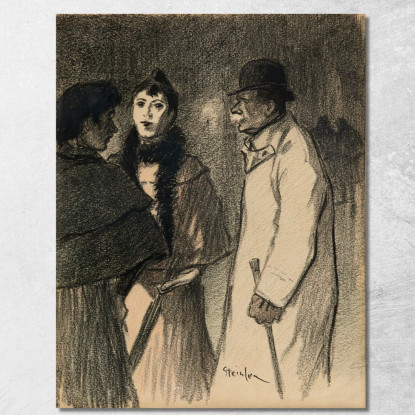 Conversazione Per Strada La Sera Théophile Alexandre Steinlen tas12 quadro stampato su tela