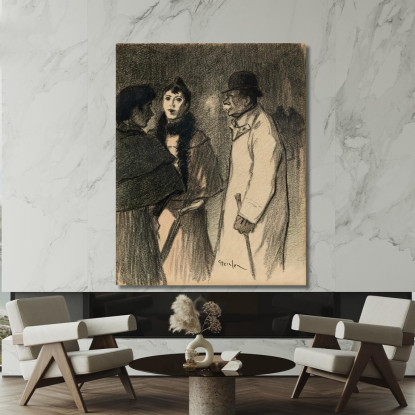Conversazione Per Strada La Sera Théophile Alexandre Steinlen tas12 quadro stampato su tela