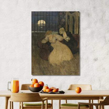Gentiluomo In Gonna Cerca Di Convincere Una Signora Dubbiosa Su Un Divano Théophile Alexandre Steinlen tas25 quadro stampato su