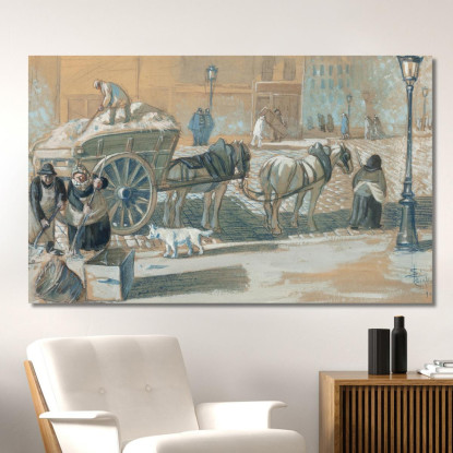 Scena Parigina In Inverno Théophile Alexandre Steinlen tas46 quadro stampato su tela