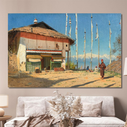 Tempio Buddista A Darjeeling. Sikkim. Vasily Vereshchagin vvr11 quadro stampato su tela