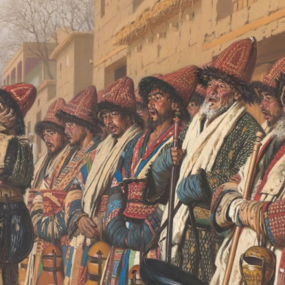 Coro Dei Dervisci Che Chiedono L'Elemosina. Tashkent Vasily Vereshchagin vvr16 quadro stampato su tela