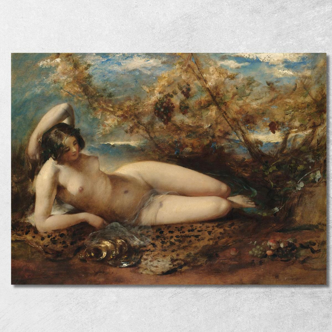 Una Giovane Donna Sdraiata Su Un Tappeto Di Pelliccia William Etty wet3 quadro stampato su tela