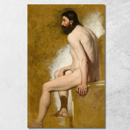 Studio Di Un Nudo Maschile Barbuto William Etty wet37 quadro stampato su tela