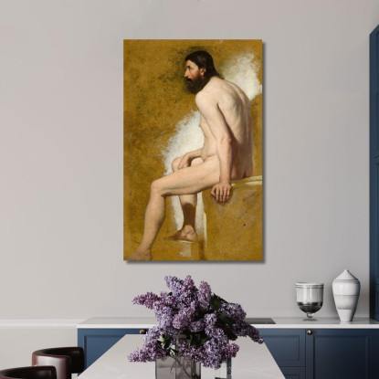 Studio Di Un Nudo Maschile Barbuto William Etty wet37 quadro stampato su tela