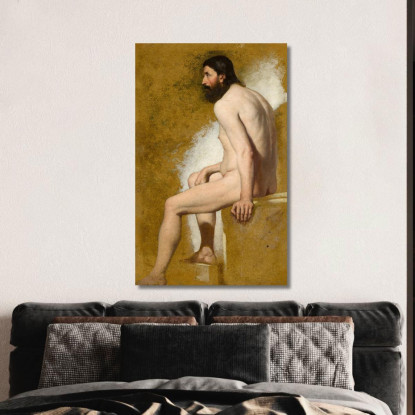 Studio Di Un Nudo Maschile Barbuto William Etty wet37 quadro stampato su tela
