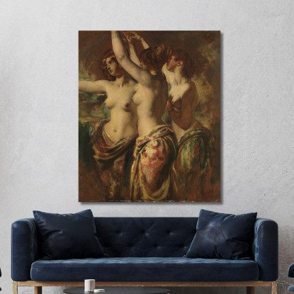 Le Tre Grazie William Etty wet43 quadro stampato su tela