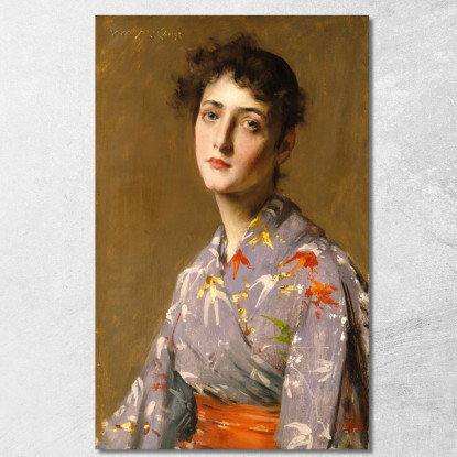 Ragazza In Costume Giapponese William Merritt Chase wmc22 quadro stampato su tela