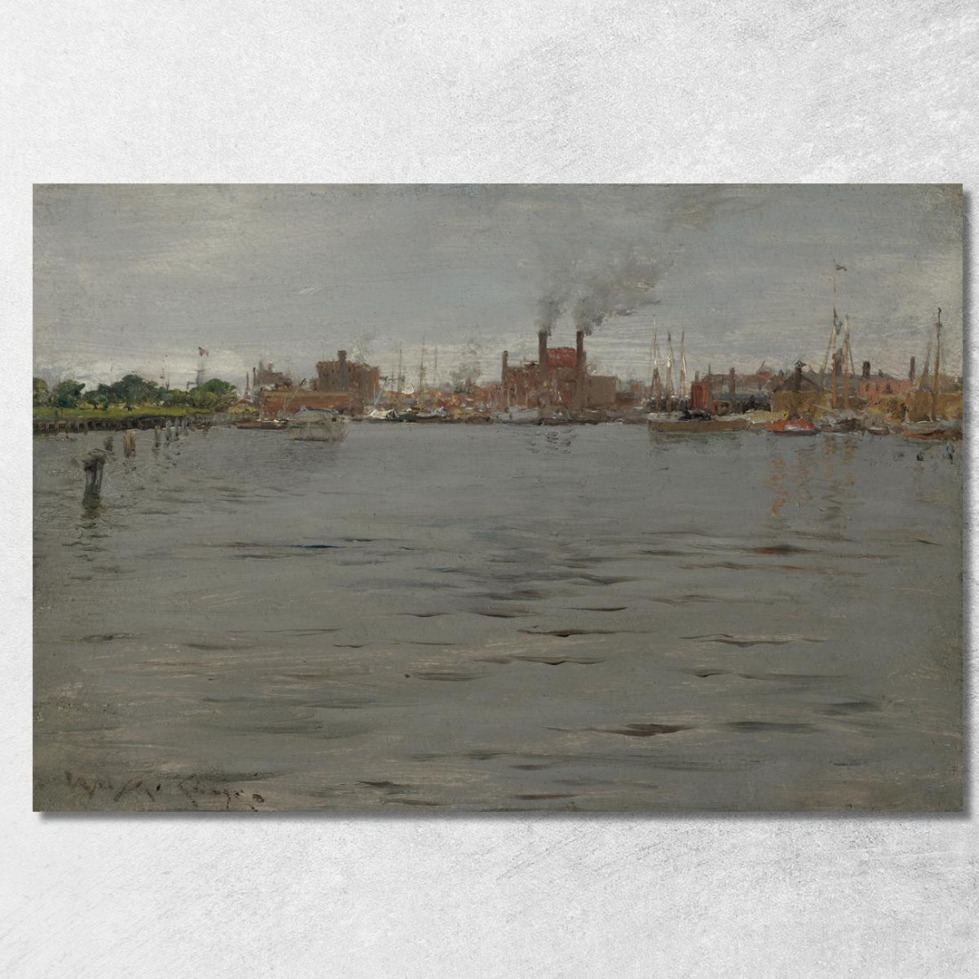 Scena Del Porto Di Brooklyn Docks William Merritt Chase wmc25 quadro stampato su tela Scena Del Porto Di Brooklyn Docks William Merritt Chase wmc25 quadro stampato su tela