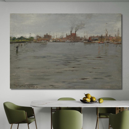 Scena Del Porto Di Brooklyn Docks William Merritt Chase wmc25 quadro stampato su tela