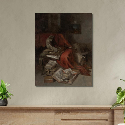 Scimmia Con La Letteratura William Merritt Chase wmc39 quadro stampato su tela
