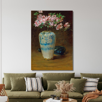 Vaso Cinese Azalea Rosa William Merritt Chase wmc53 quadro stampato su tela