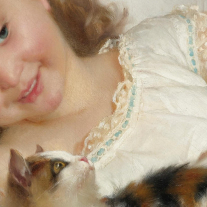 Bambina E Gatto Émile Munier emn19 quadro stampato su tela